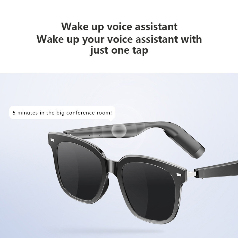 Tempo de música de 8 horas Ultralight BT 5.3 Bluetooth Smart Glasses With Call 110mAh*2 Capacidade