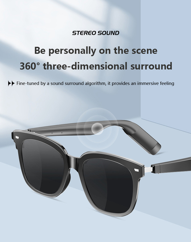 Ultralight Bluetooth 5.3 Smart Glasses com capacidade de bateria de 220mAh e 8-10 horas