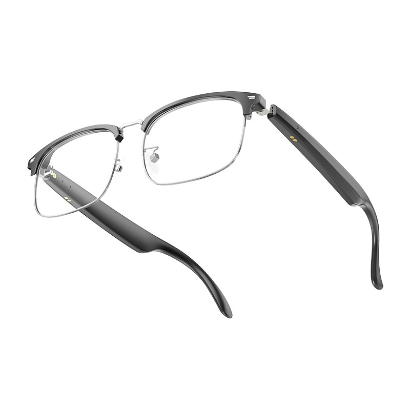 6 horas Bluetooth 5.3 Ultralight Smart Wireless Glasses For Call Preto Prata