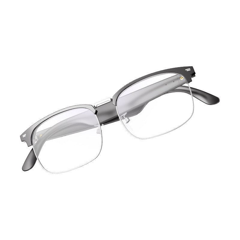 Black Silver BT 5.3 Ultralight Smart Bluetooth Wireless Glasses para ouvir música