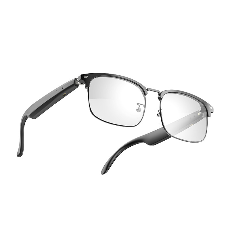 Black Silver BT 5.3 Ultralight Smart Bluetooth Wireless Glasses para ouvir música