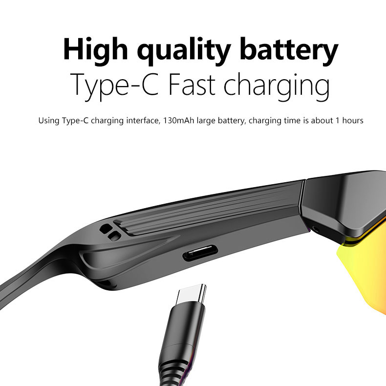Óculos inteligentes Bluetooth para viagem BT 5.3 versão HD chamada 4-5 horas duração da bateria para jogos/ciclismo/condução/corrida/pesca