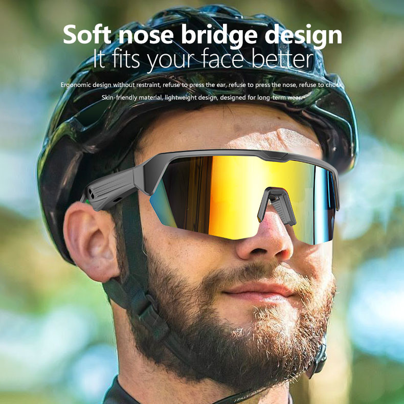 TR Marco flexível BT 5.3 Música 4-5 Horas Ciclismo Esportes Bluetooth Óculos de bicicleta