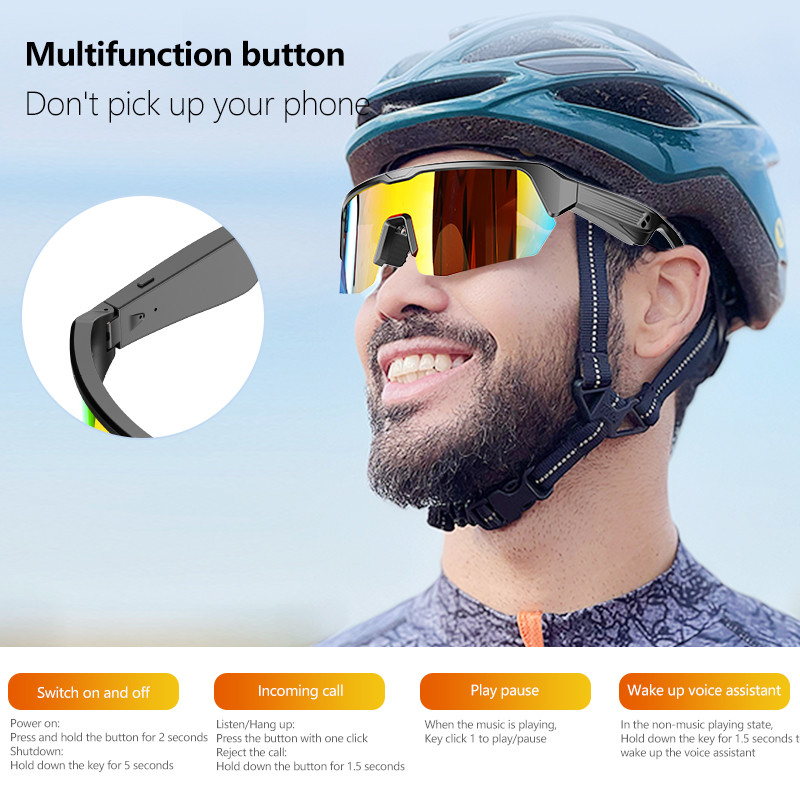 UV 400 Esporte Bluetooth Óculos de Condução Bluetooth 5.3 Bateria 50 Horas de Ciclismo